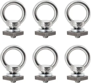 6pcs T Track Mount Tie Down Anchor Kit M8 for Roof Rack 304 Stainless Steel with Nuts & Lifting Eye Bolts for 4WD Awnings & Accessories