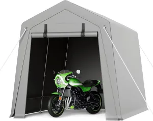 7 x 10 ft Carport Storage Shed, Shelter Logic with 2 Roll-up Zipper Door, Heavy Duty Waterproof Tarp, Storage Tent for Motorcycle, Bike, Garden Tools, Firewood