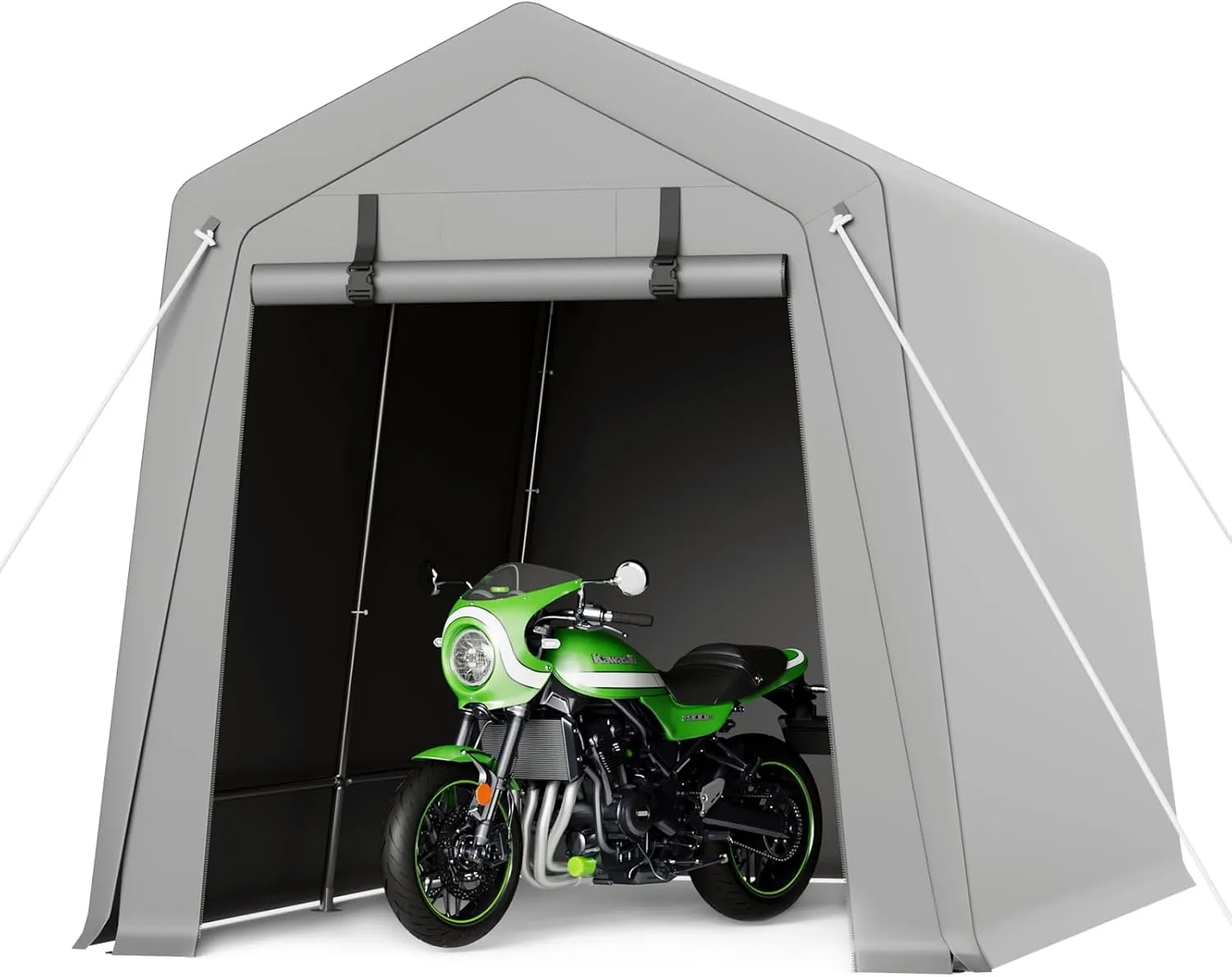 7 x 10 ft Carport Storage Shed, Shelter Logic with 2 Roll-up Zipper Door, Heavy Duty Waterproof Tarp, Storage Tent for Motorcycle, Bike, Garden Tools, Firewood