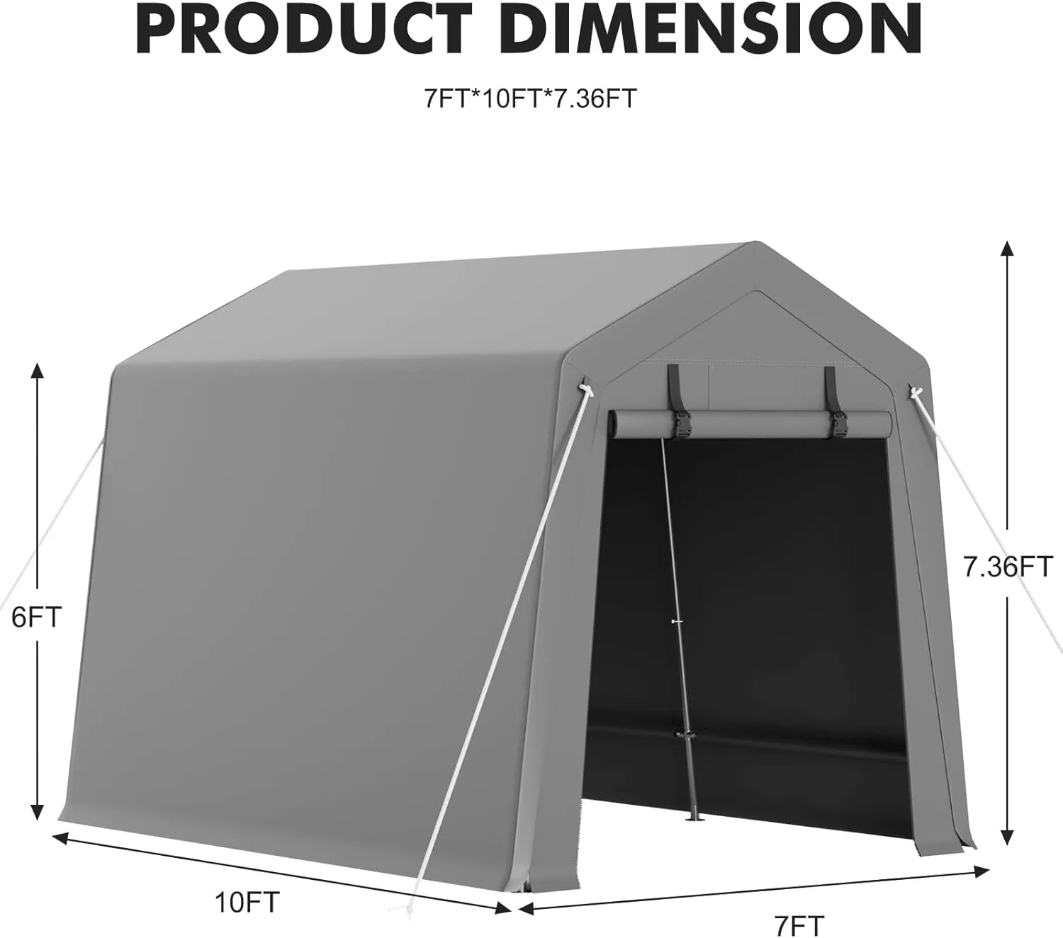 7 x 10 ft Carport Storage Shed, Shelter Logic with 2 Roll-up Zipper Door, Heavy Duty Waterproof Tarp, Storage Tent for Motorcycle, Bike, Garden Tools, Firewood