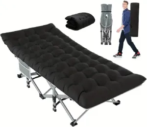 75 Inch Folding Camping Bed, Heavy Duty Sleeping Bed with Carrying Bag, Oxford Cloth Portable Travel Camping Bed for Home, Office Nap and Outdoor Beach