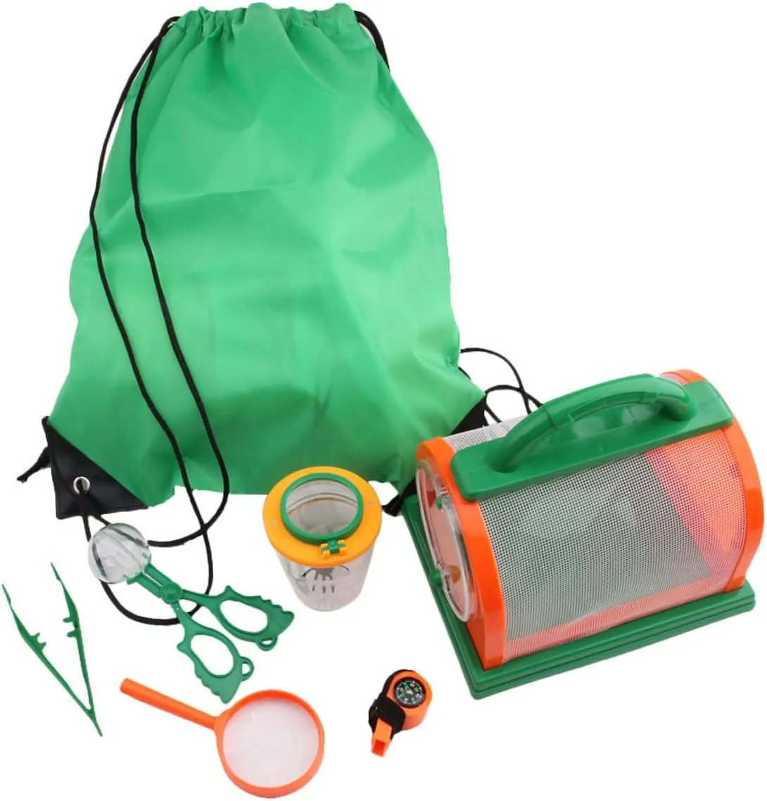 7pcs Observing Kit for Lightweight and Portable Outdoor Exploration Tools Practical Magnifying Lens for Hiking Camping and Wilderness Adventures Green