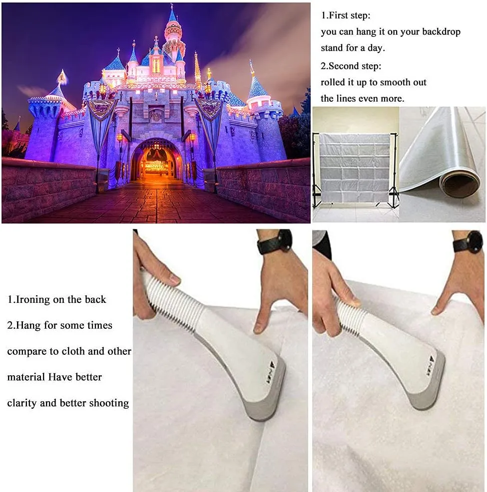 7x5Ft Disneyland Night Scene Fantasy Castle Background for Children Birthday Party Photo Video Studio Props BJLSME15