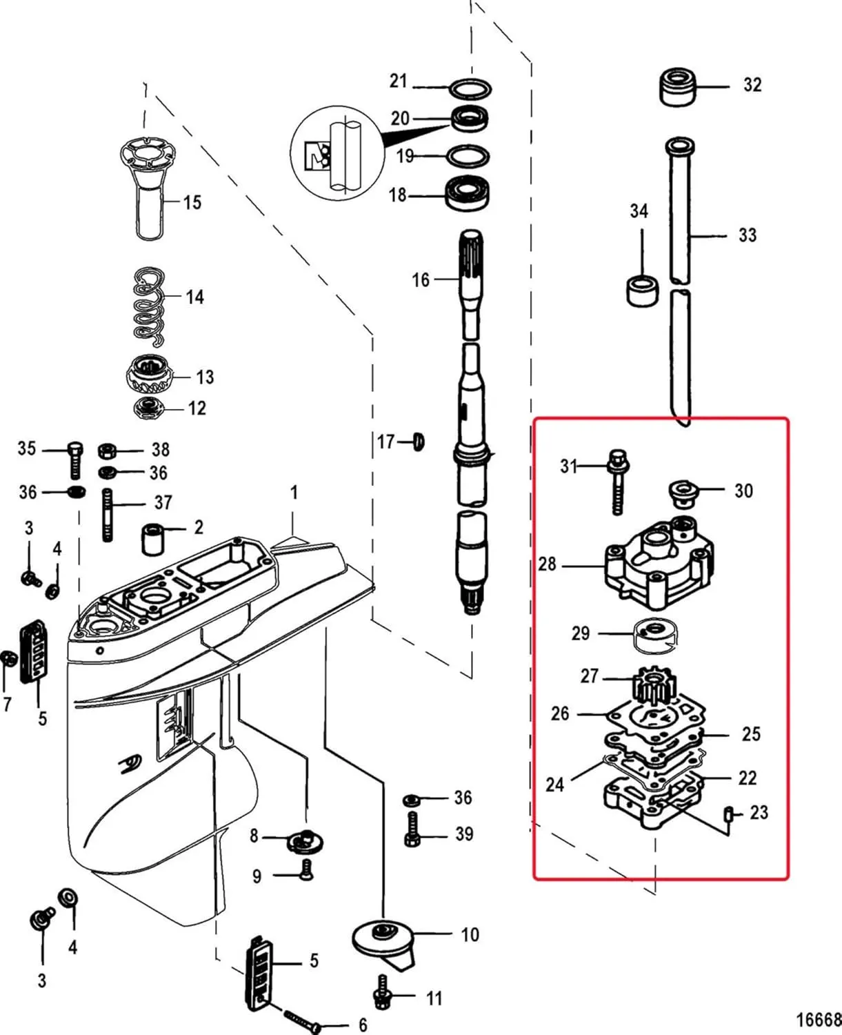 853792A07 Water Pump Impeller Kit for Mercury Marine Outboard 25HP 30HP 4 Stroke EFI Tohatsu Nissan 361873220