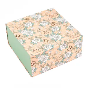 8" x 8" x 4" Collapsable Gift Box w/ 2-pcs White Tissue Paper & Magnetic Square Flap Lid | Wedding Rings