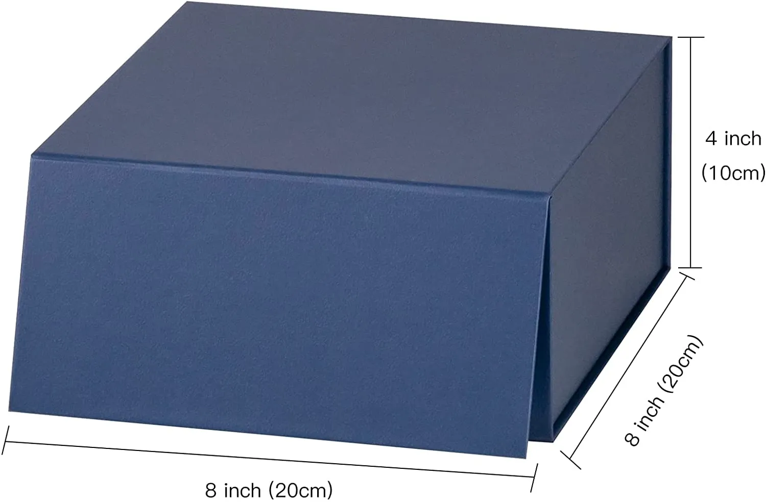 8" x 8" x 4" Collapsable Gift Box w/ Magnetic Square Flap Lid | Navy
