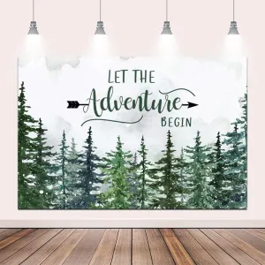 8x6ft Let The Adventure Begin Backdrop Baby Shower Backdrop Rustic Woodland Adventure Awaits Baby Shower Decorations Mountain Wilderness The Adventure Begins Photography Background