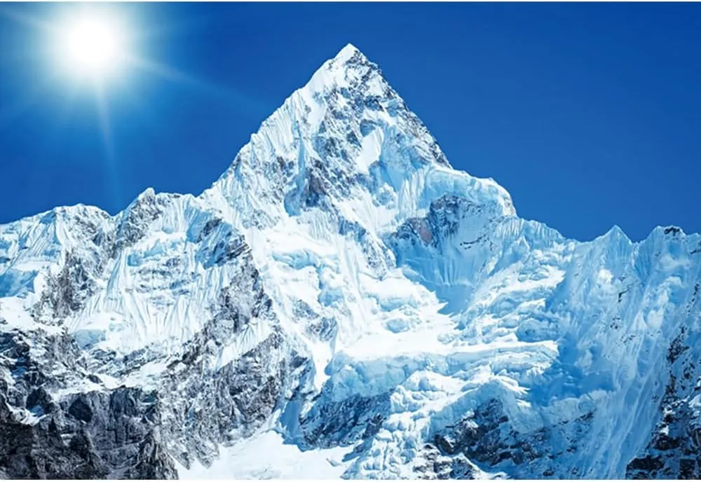 8x6ft Snow Mountains Backdrop Winter Ice Mountain Peak Everest Nepal National Park Alpine Scenery Photography Background for Winter Ski Adventure Party Decor Portrait Photo Shoot Props