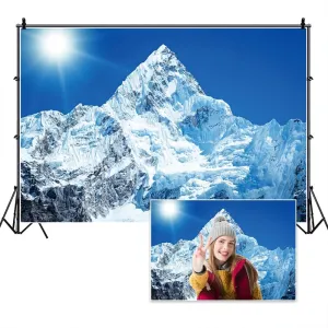 8x6ft Snow Mountains Backdrop Winter Ice Mountain Peak Everest Nepal National Park Alpine Scenery Photography Background for Winter Ski Adventure Party Decor Portrait Photo Shoot Props