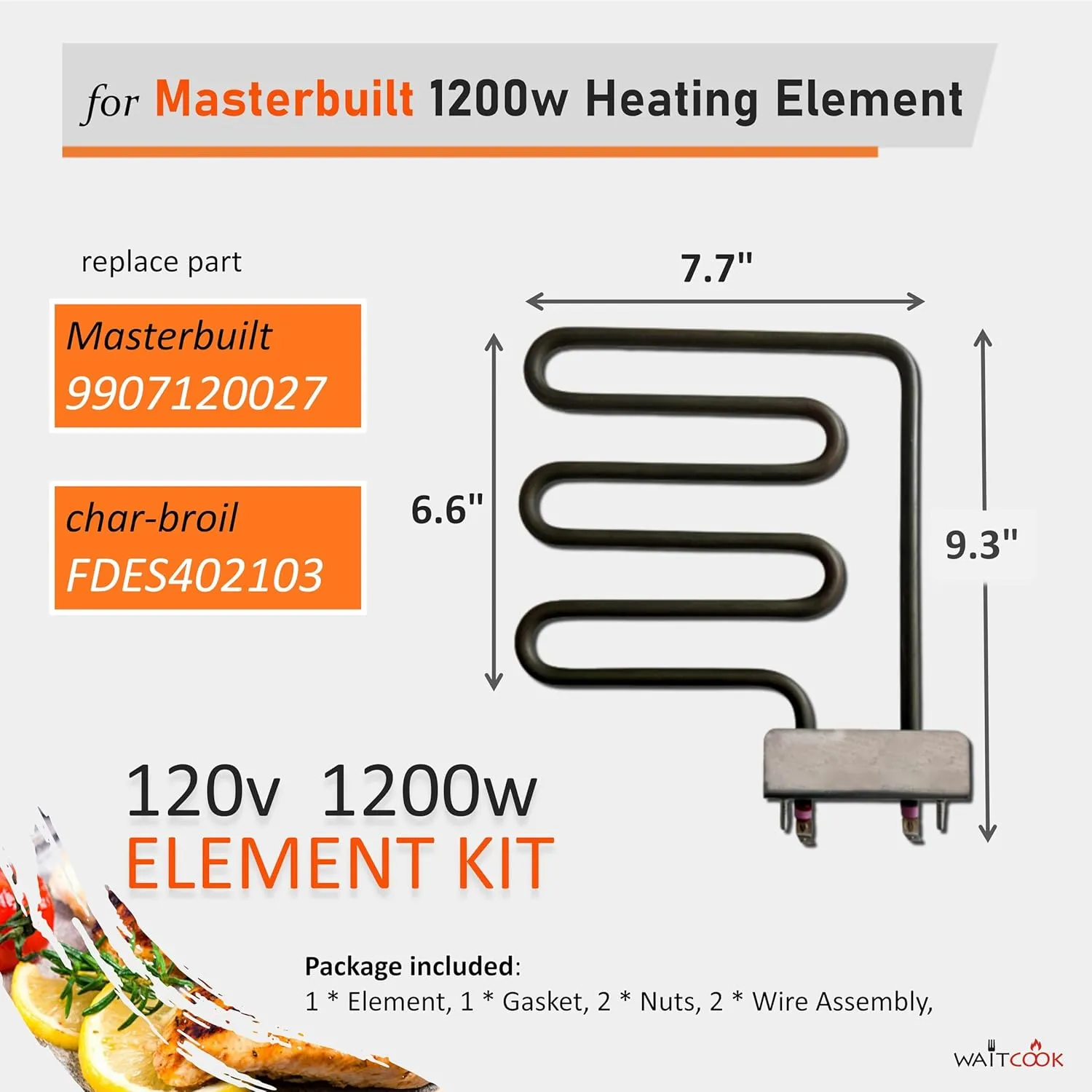 9907090039-Element Kit,1200 Watt Heating Element for Masterbuilt 40'' Digital Control Electric Smoker,for Masterbuilt 20070710,20070211 Electric Smoker Element Part