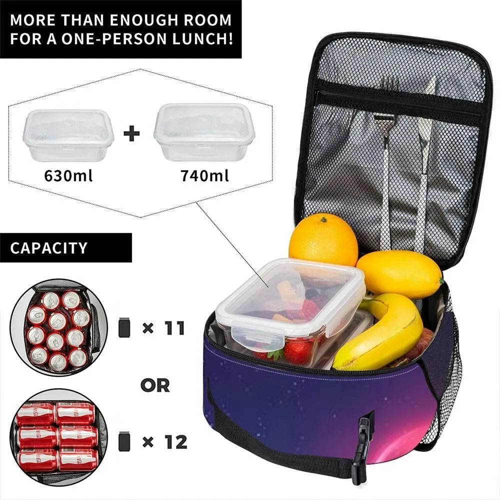 A beautiful landscape a pink moon rising over a mountain range Insulated Iunch Bag for Men Woman Large Portable Waterproof Reusable Thermal Lunch Box with Pockets for Work Travel Picnic