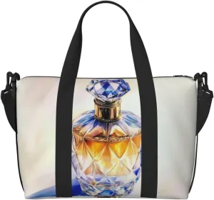 A crystal bottle perfume print Travel Duffel Bag, Sports Tote Gym Bag, Swim Pool Bag Large Shoulder Tote Bag for Beach Weekender