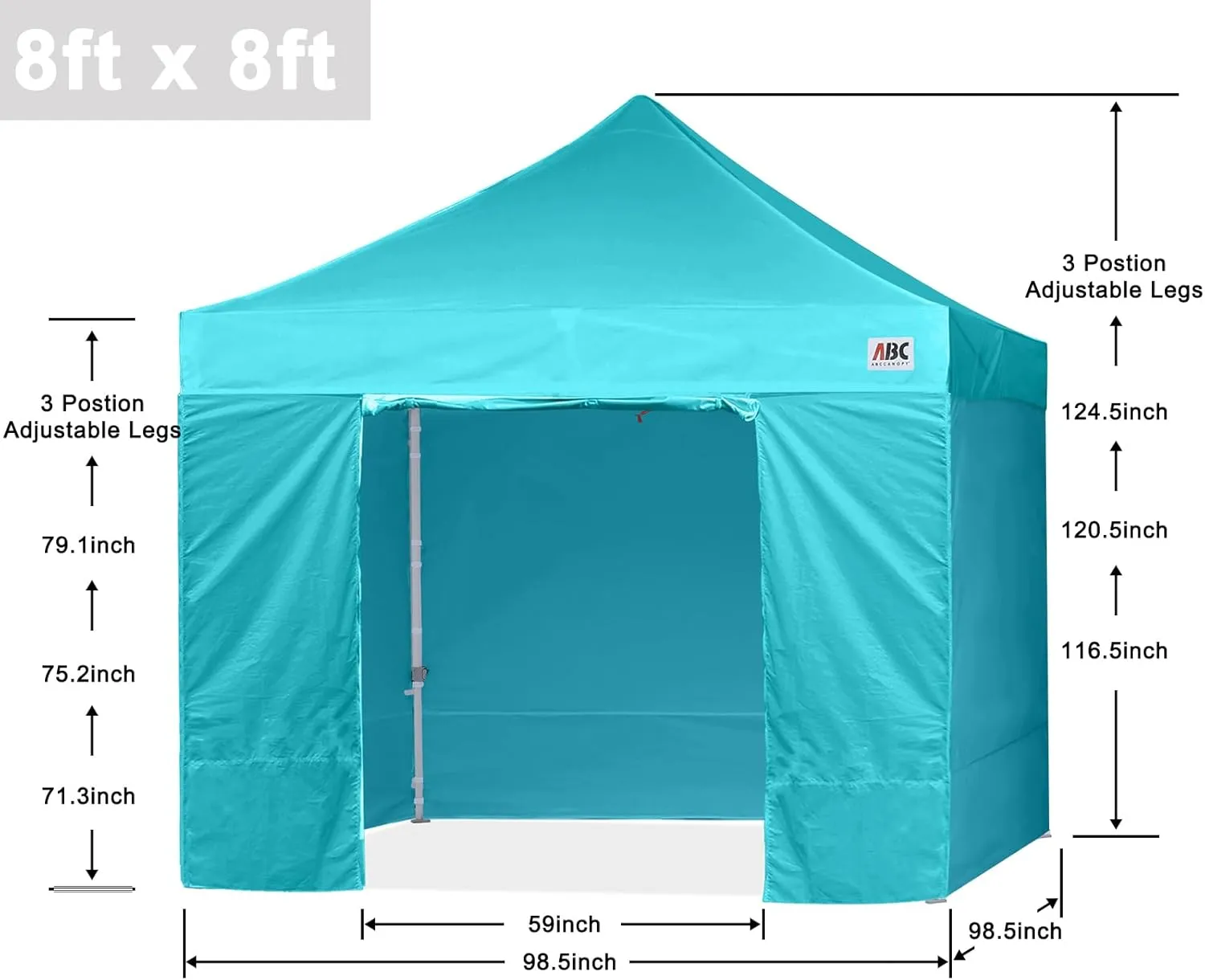 ABCCANOPY Easy Pop Up Canopy Tent with Sidewalls 8x8 Commercial -Series, Sky Blue