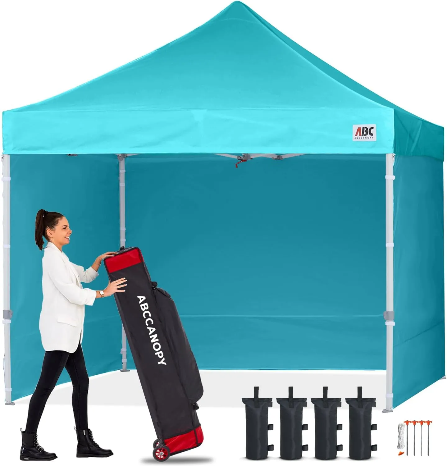 ABCCANOPY Easy Pop Up Canopy Tent with Sidewalls 8x8 Commercial -Series, Sky Blue