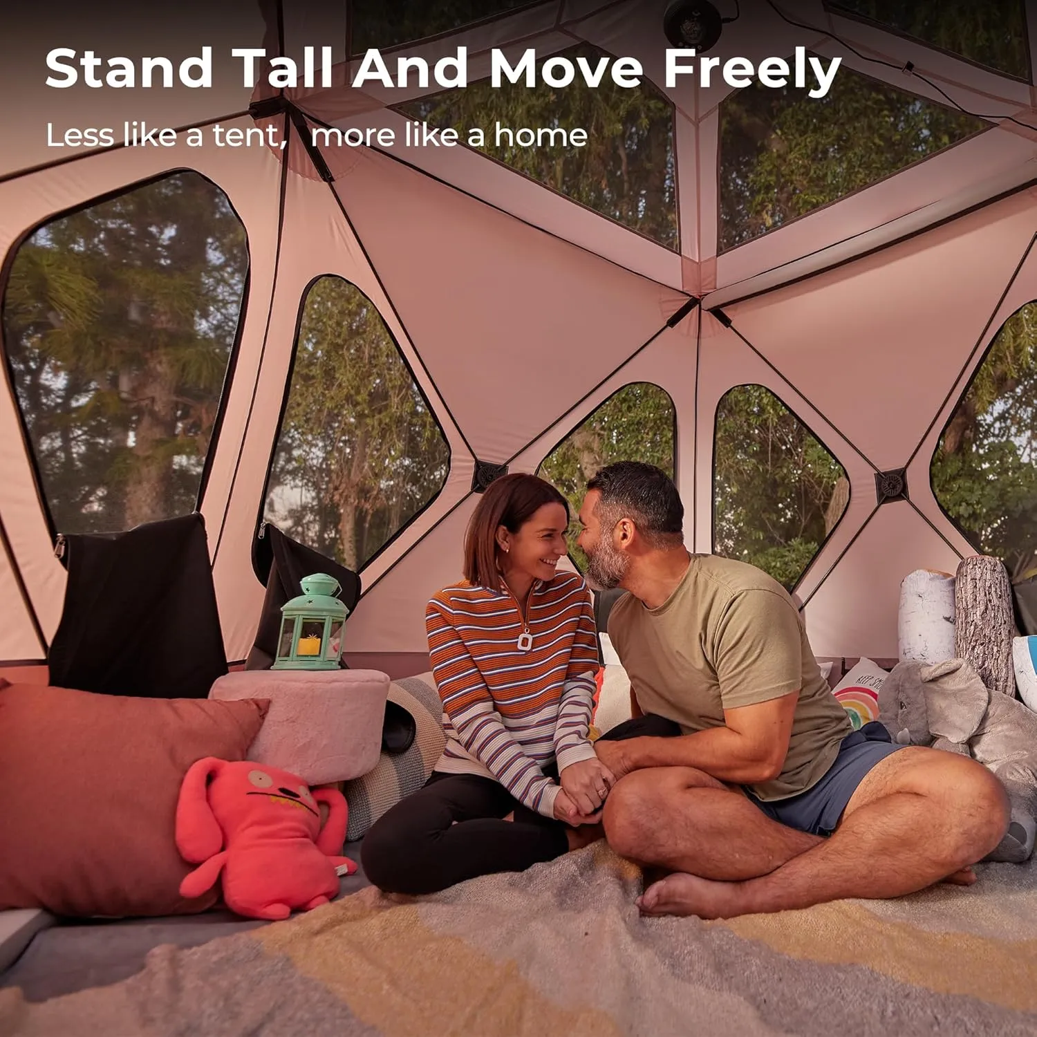 ACACIA Camping Tent, Pop Up Camping Tent with 8 Windows and Footprint, Waterproof Windproof Easy Setup Hub Tent for Family Camping, Hiking and Glamping
