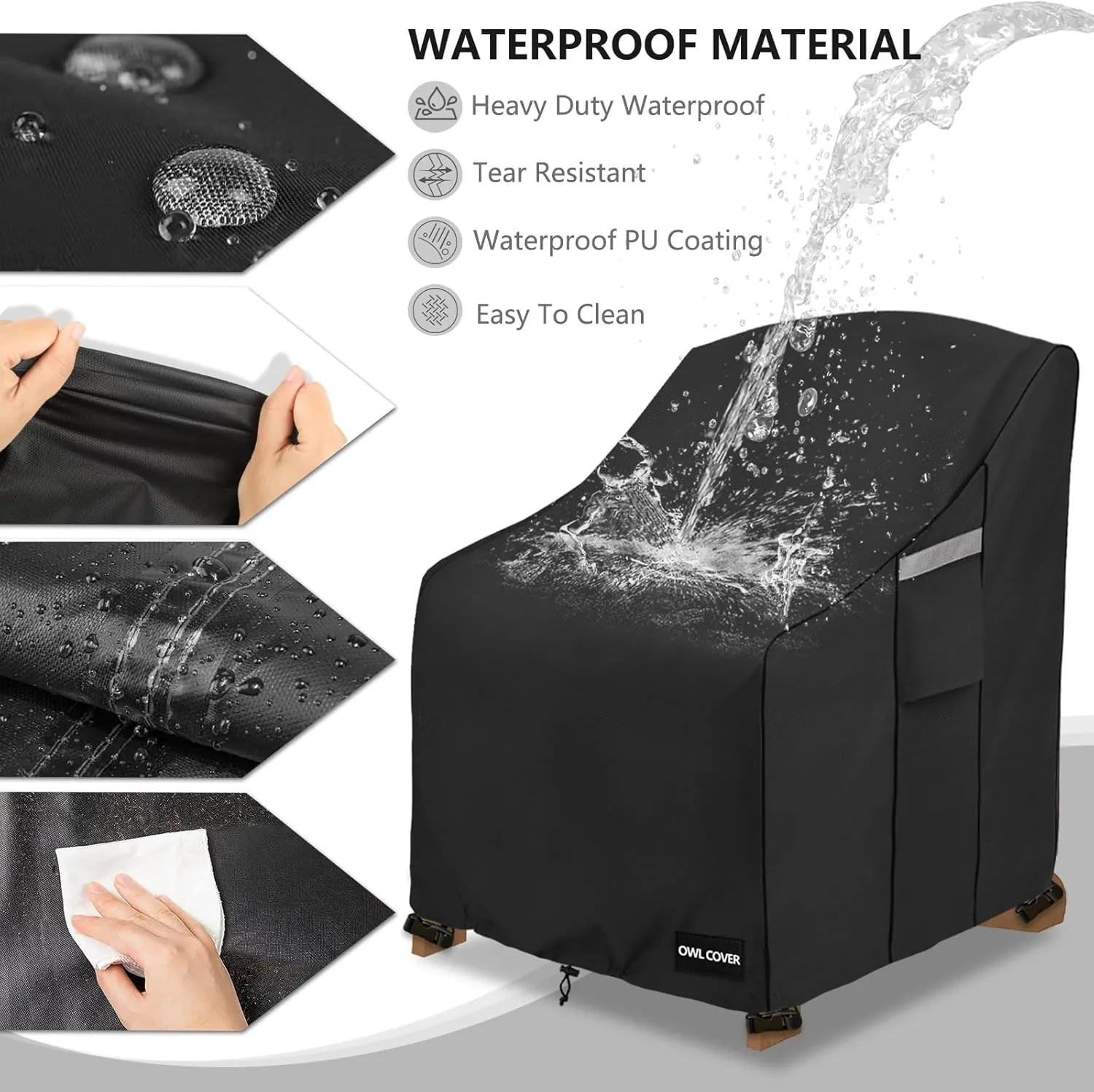 Adirondack Chair Cover 37 W x 40 D x 36 H inches,600D Heavy Duty Waterproof Outdoor Chair Covers,Patio Furniture Covers for Adirondack Chairs,Black