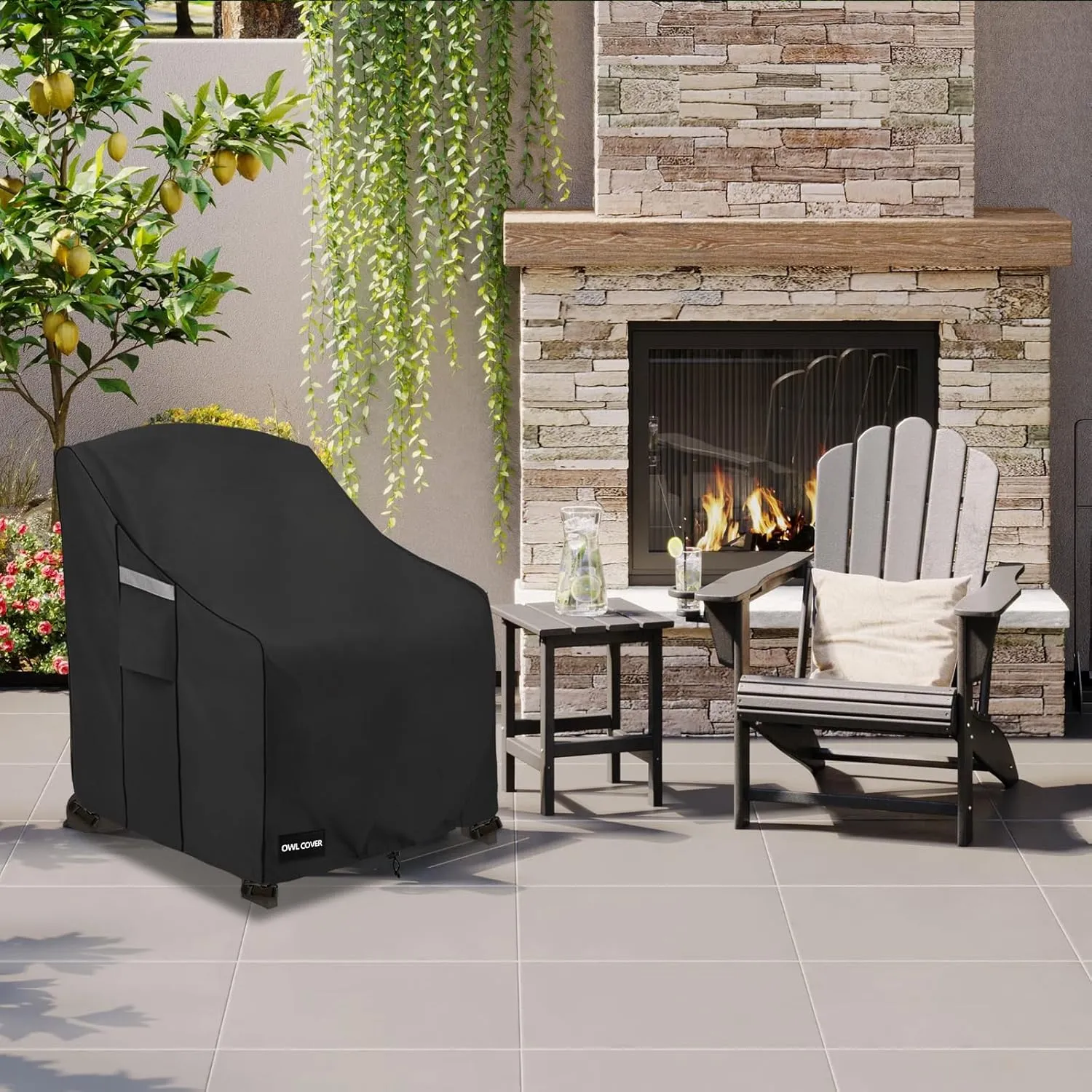 Adirondack Chair Cover 37 W x 40 D x 36 H inches,600D Heavy Duty Waterproof Outdoor Chair Covers,Patio Furniture Covers for Adirondack Chairs,Black