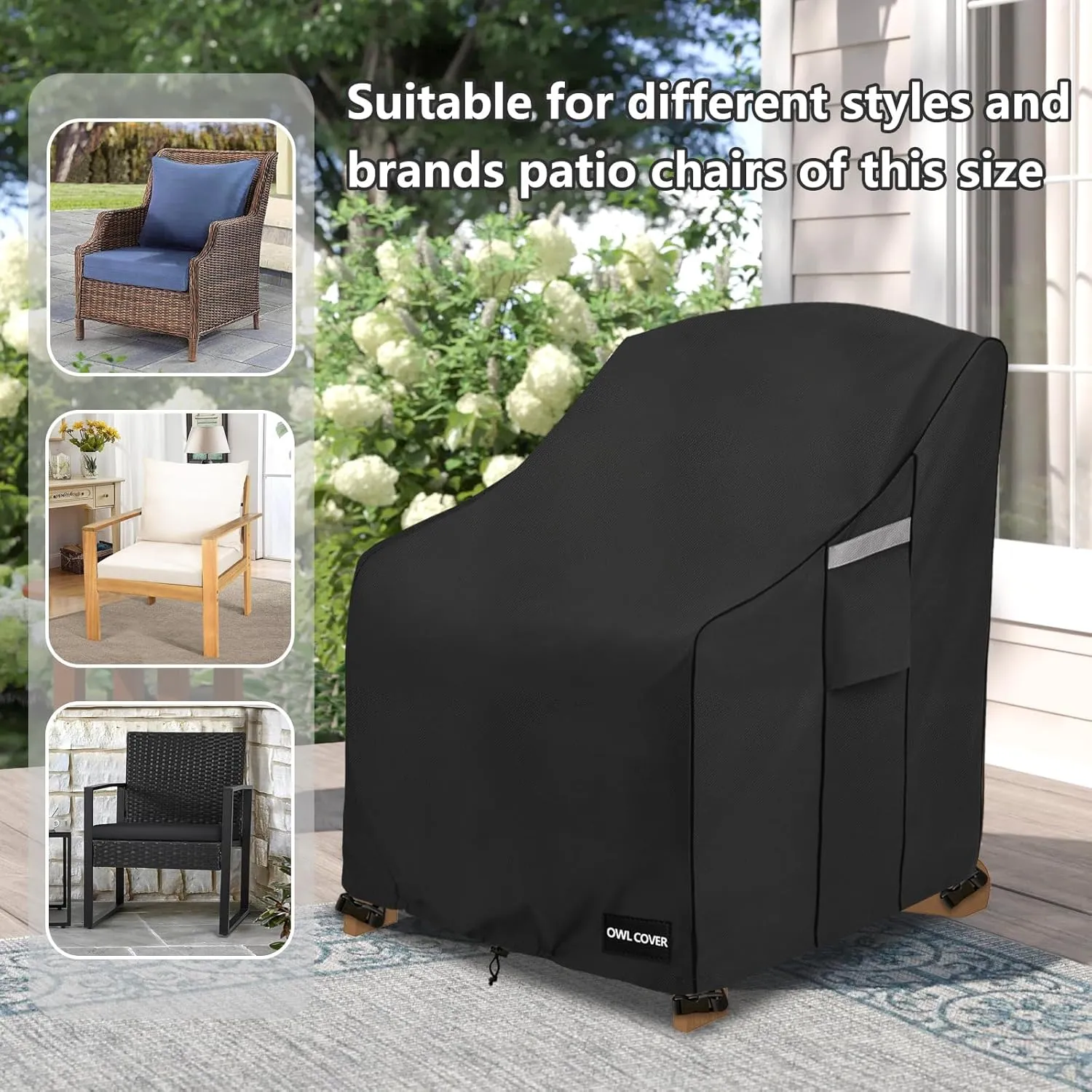 Adirondack Chair Cover 37 W x 40 D x 36 H inches,600D Heavy Duty Waterproof Outdoor Chair Covers,Patio Furniture Covers for Adirondack Chairs,Black