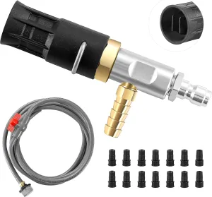 Adjustable Long Range Nozzle for Pressure Washer 4-4.5 GPM, Downstream Injection Spray Nozzle Kit, High Power Washing External Chemical Injector with 1/4” Quick Connect, 2500 to 4000 PSI