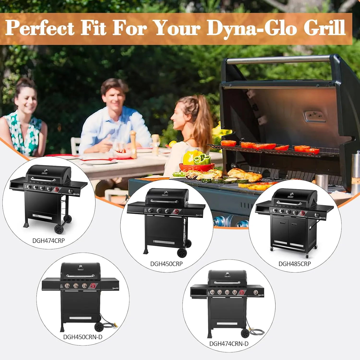 Adviace Grill Replacement Parts for Dyna-Glo DGH474CRP DGH483CRP DGH485CRP DGH474CRP-D DGH450CRP, Dyna Glo 5 Burner Grill Replacement Parts