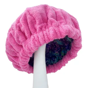 AKISS Flaxseed Deep Conditioning Heat Cap Portable Microwave Hot Bonnet Therapy Hair care Cap For Women (Fushcia/Flowers, Large)
