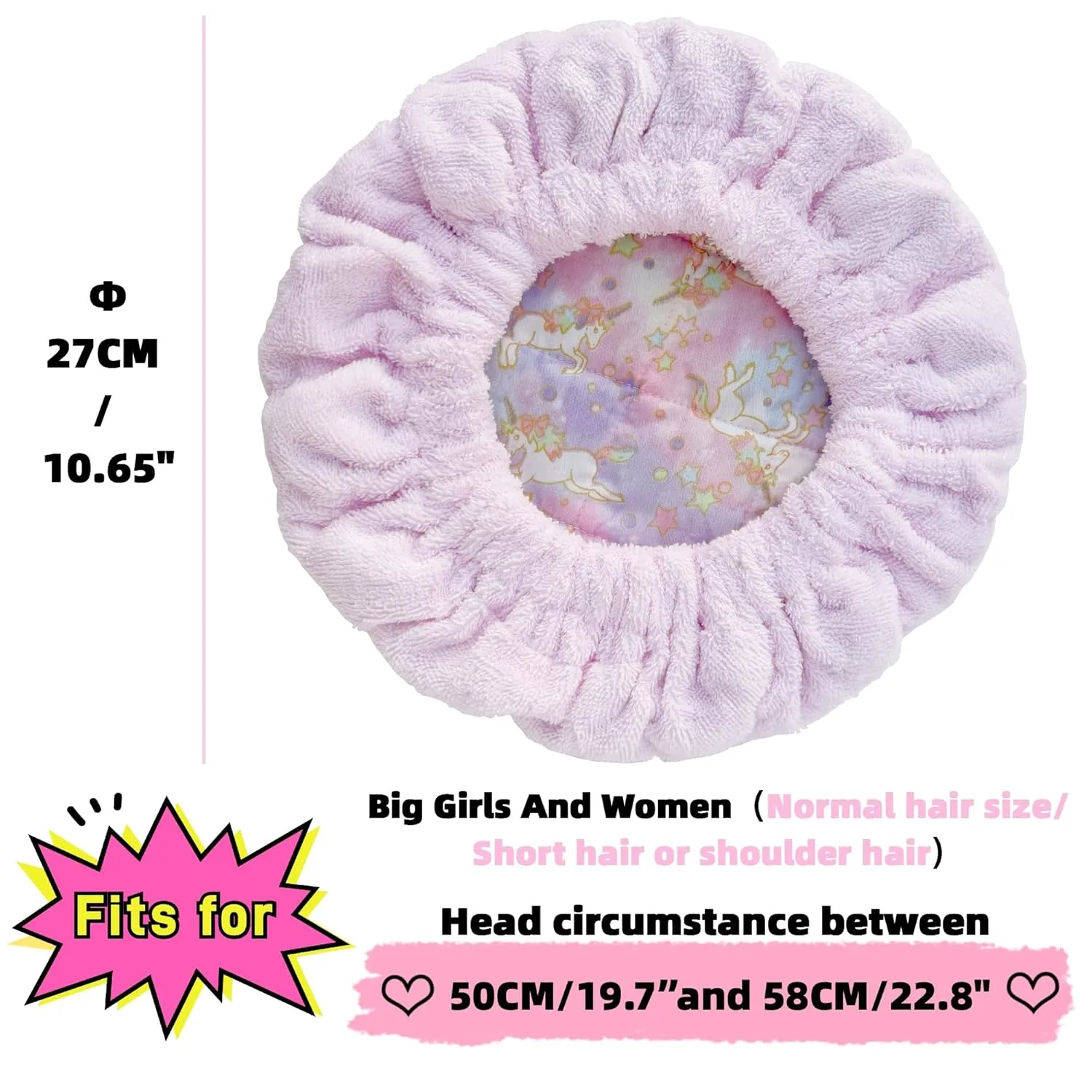 AKISS Flaxseed Deep Conditioning Heat Cap Portable Microwave Hot Bonnet Therapy Hair care Cap For Women (Pink/Unicorn, Large)