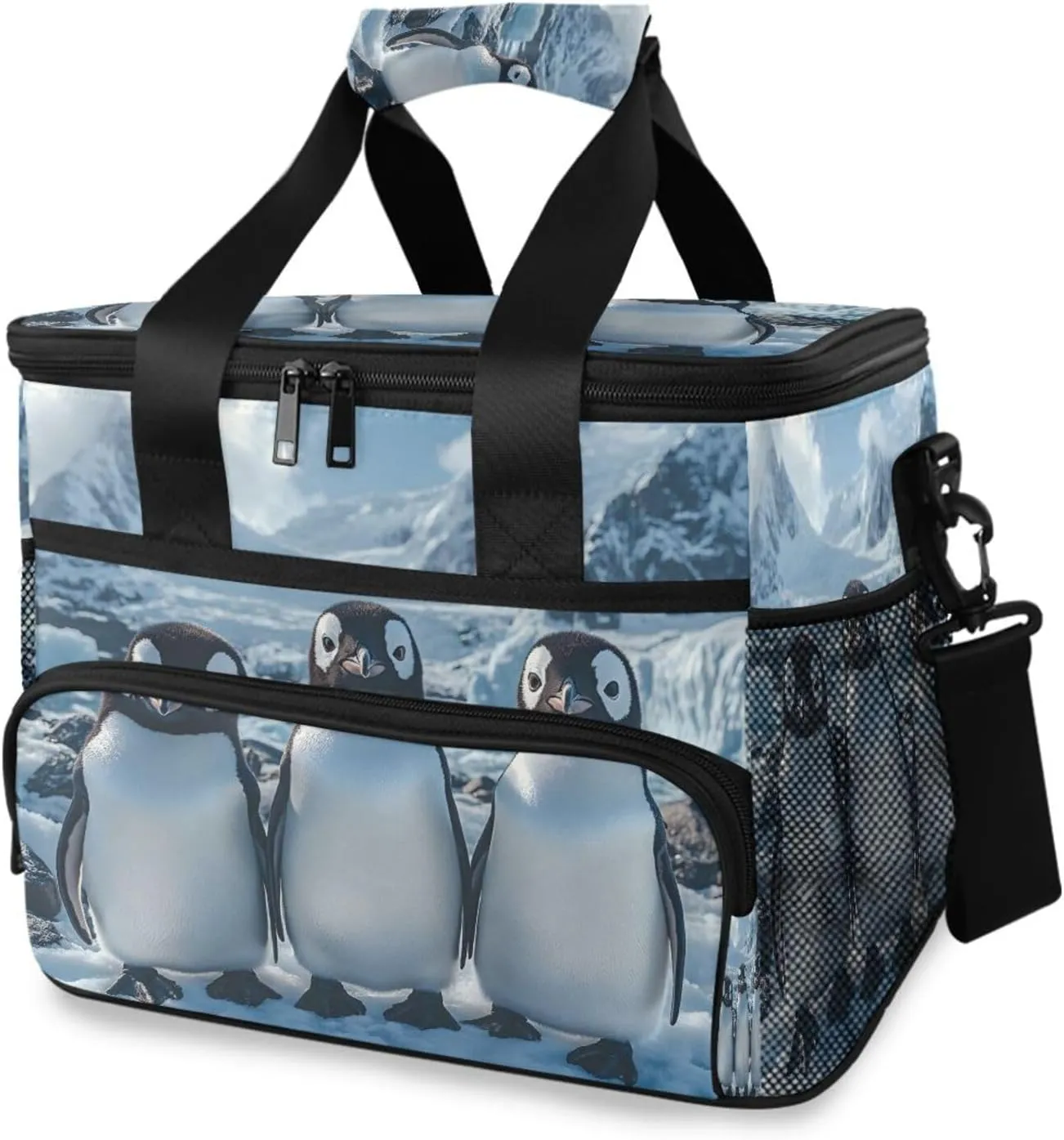 ALAZA Penguin Iceberg Cooler Lunch Bag Insulated Lunch Box Large Reusable Lunchbox Leakproof Freezable Cooler Bag for Men Women Work Picnic Travel