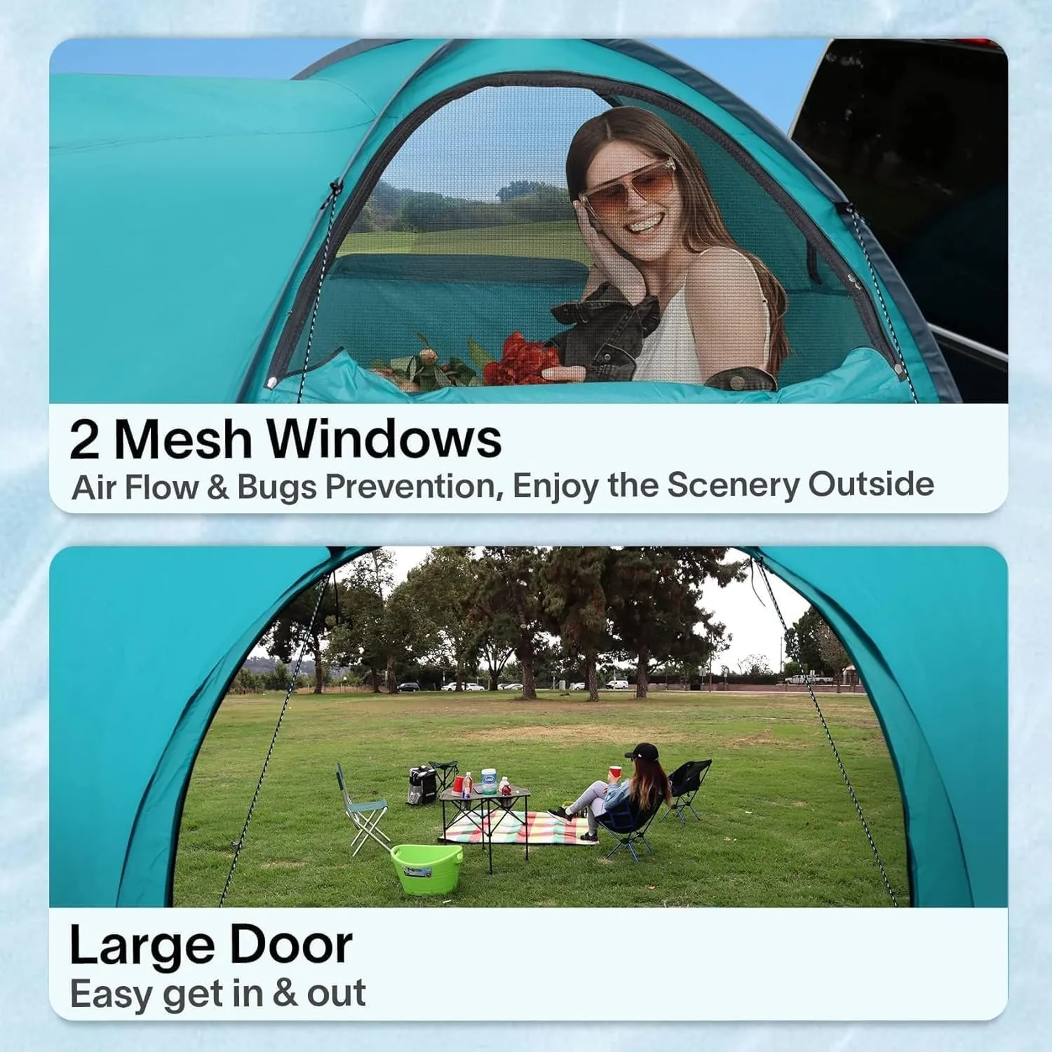 All Weather Camping Screen Tent/SUV Tent, Outdoor Pop Up Tent for Camping with Shelter Mesh & Waterproof PVC, Instant Tent Screen House Portable for Car SUV Van Camping