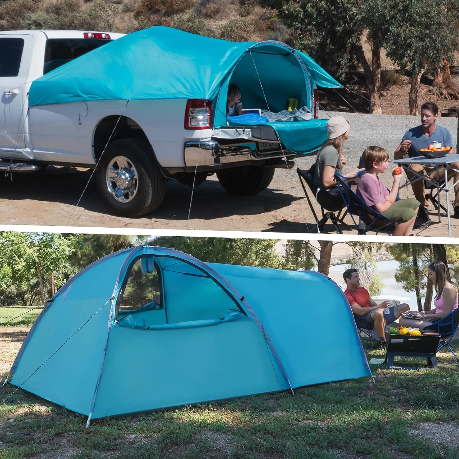 All Weather Camping Screen Tent/SUV Tent, Outdoor Pop Up Tent for Camping with Shelter Mesh & Waterproof PVC, Instant Tent Screen House Portable for Car SUV Van Camping