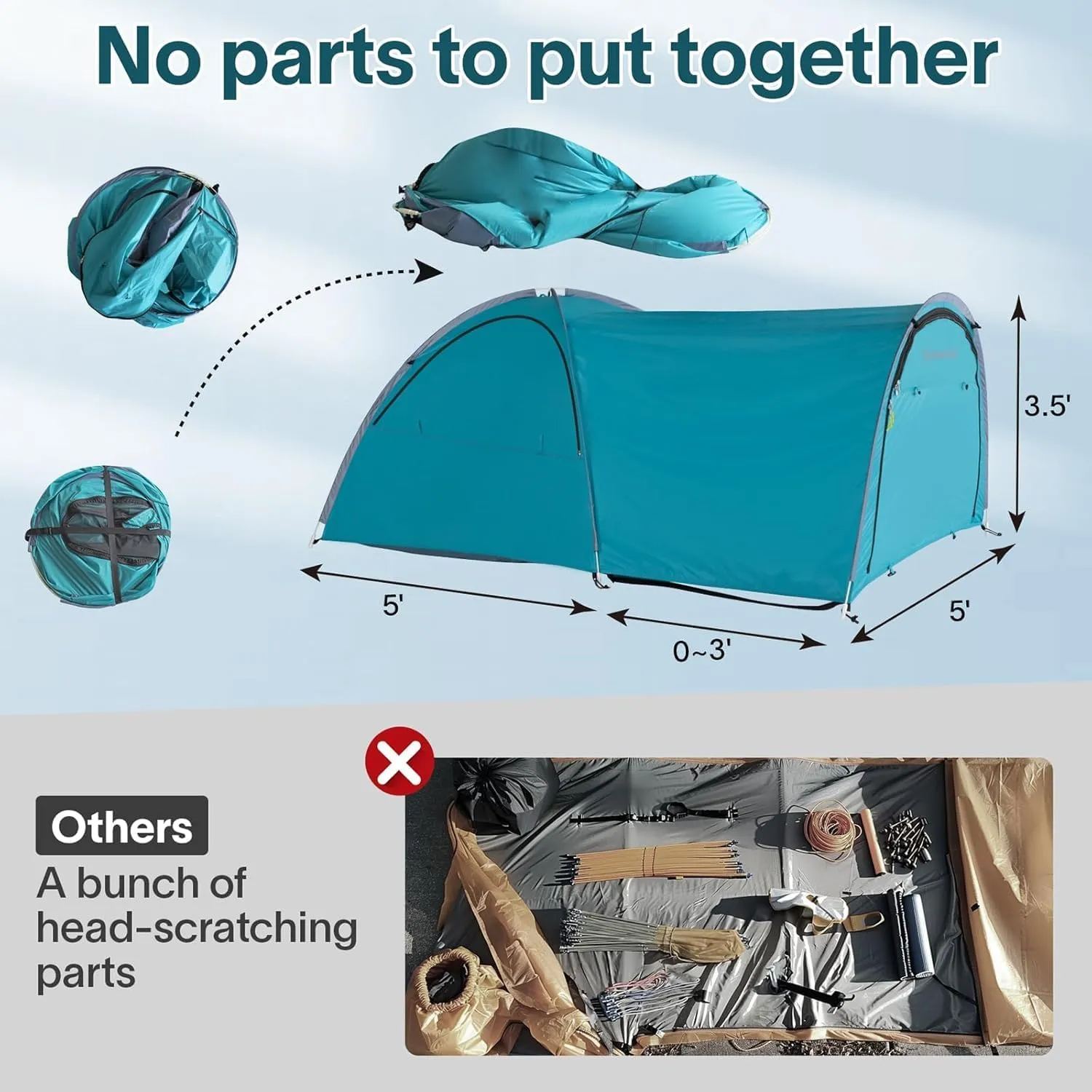 All Weather Camping Screen Tent/SUV Tent, Outdoor Pop Up Tent for Camping with Shelter Mesh & Waterproof PVC, Instant Tent Screen House Portable for Car SUV Van Camping