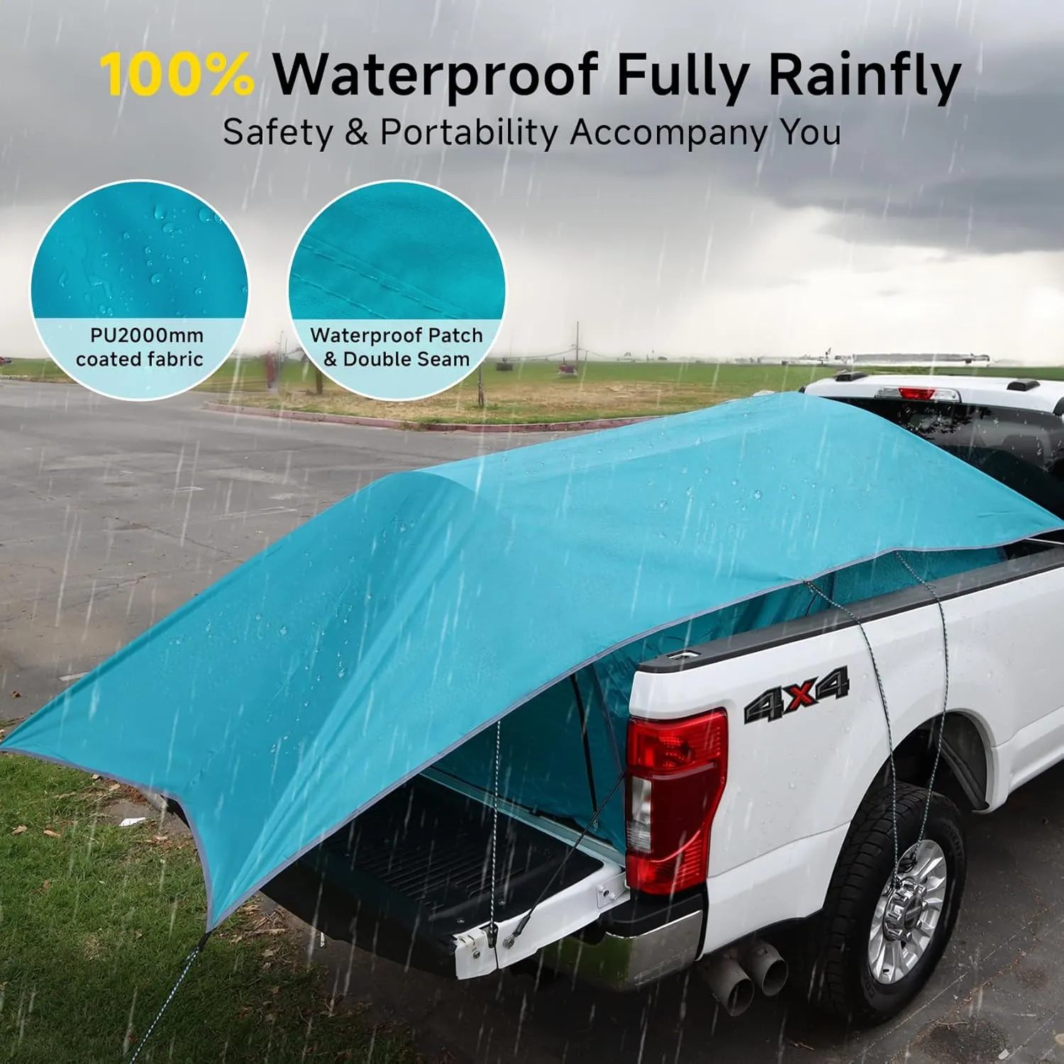 All Weather Camping Screen Tent/SUV Tent, Outdoor Pop Up Tent for Camping with Shelter Mesh & Waterproof PVC, Instant Tent Screen House Portable for Car SUV Van Camping