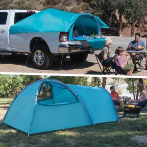 All Weather Camping Screen Tent/SUV Tent, Outdoor Pop Up Tent for Camping with Shelter Mesh & Waterproof PVC, Instant Tent Screen House Portable for Car SUV Van Camping