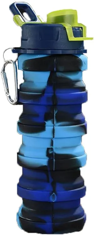 Alsmiley Collapsible Water Bottles for Travel, Reusable Foldable Water Bottles for Outdoor Gym Camping Kids or Adult Navy