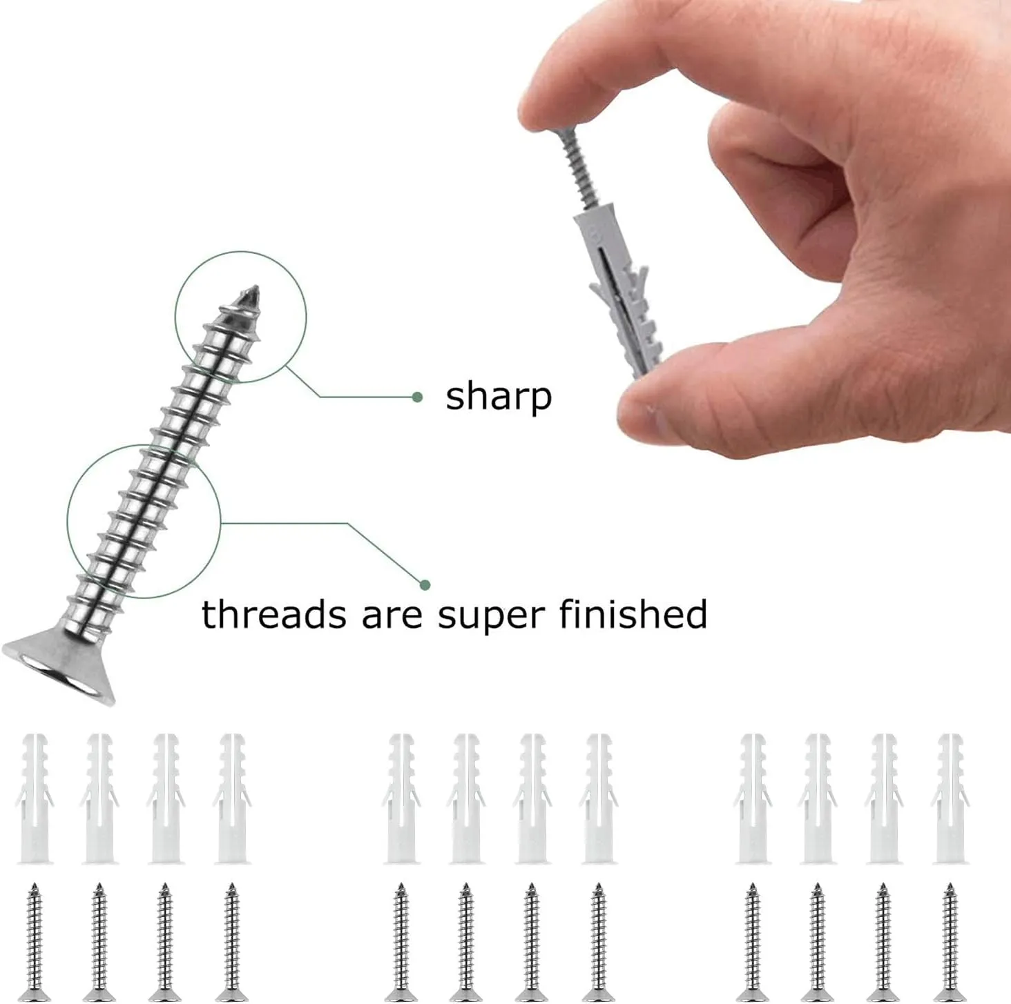 Amagenix Shade Sail Hardware Kit for Triangle Sun Shade Sail Installation, 6 Inch 304 Grade Stainless Steel Hardware for Patio Garden Outdoors, 30Pcs