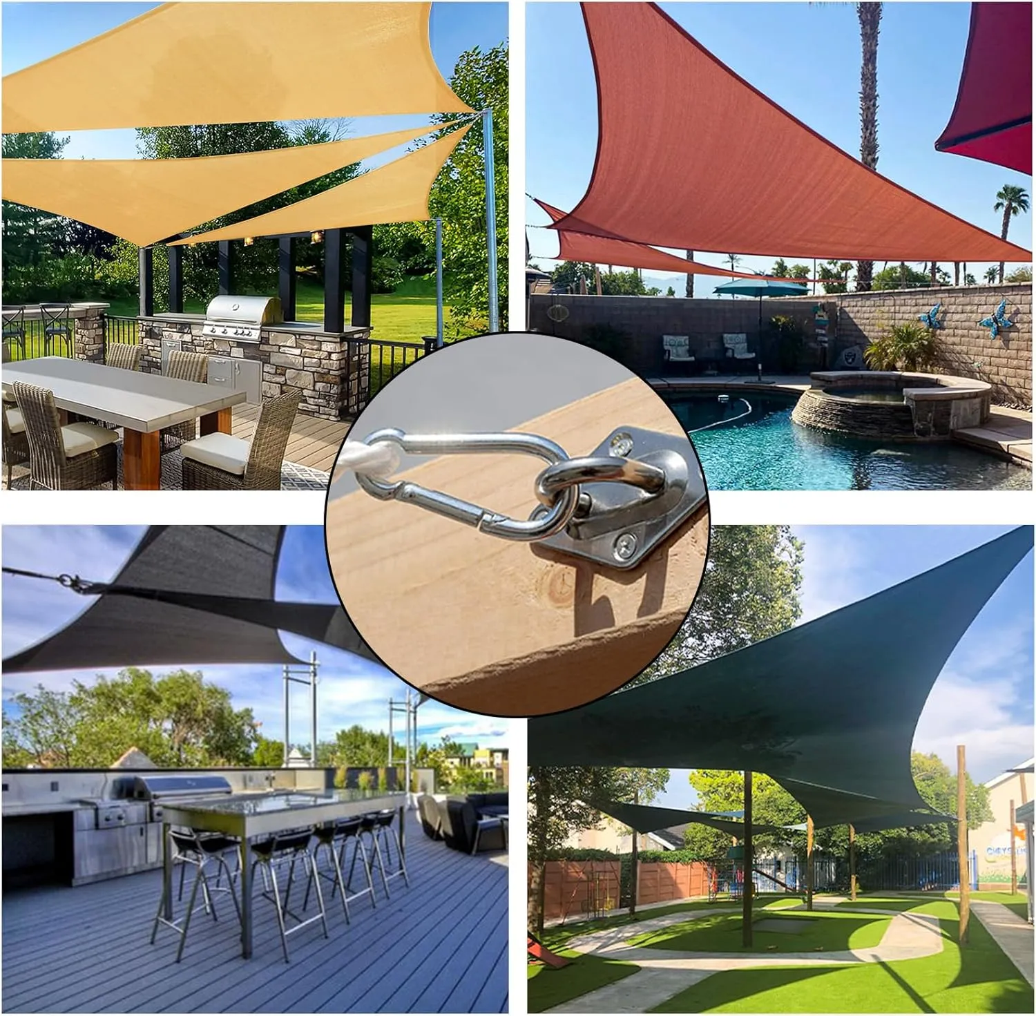 Amagenix Shade Sail Hardware Kit for Triangle Sun Shade Sail Installation, 6 Inch 304 Grade Stainless Steel Hardware for Patio Garden Outdoors, 30Pcs