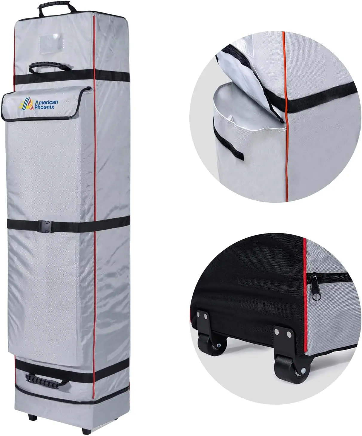 AMERICAN PHOENIX Canopy Wheel Carry Bag 62x16x10 for Easy Storage and Pop Up Tent Rolling - Portable and Heavy-Duty (Silver Gray)