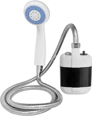 AMONIDA Portable Shower, Camping Shower, High Output with ABS Material, Water Saving, Battery Powered, White, Modern