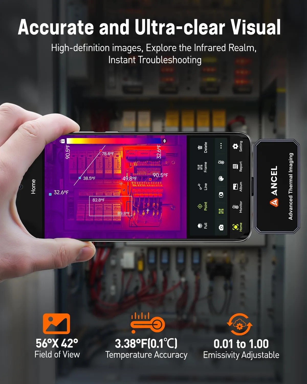 ANCEL IR101 Thermal Camera, 256x192 IR Resolution Thermal Imaging Camera for Android (USB-C), 25Hz Real-Time Diagnostic Infrared Camera, 0.24W Thermal Imager for Home/PCB Inspection/Automotive Repair