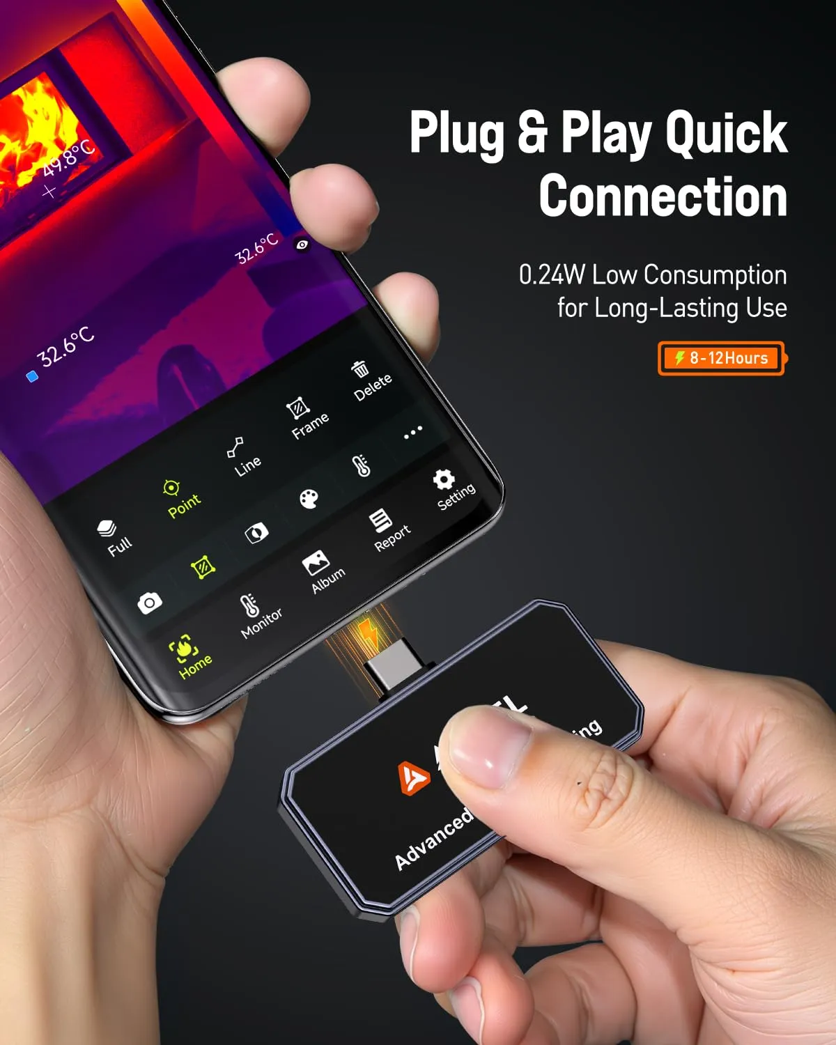 ANCEL IR101 Thermal Camera, 256x192 IR Resolution Thermal Imaging Camera for Android (USB-C), 25Hz Real-Time Diagnostic Infrared Camera, 0.24W Thermal Imager for Home/PCB Inspection/Automotive Repair