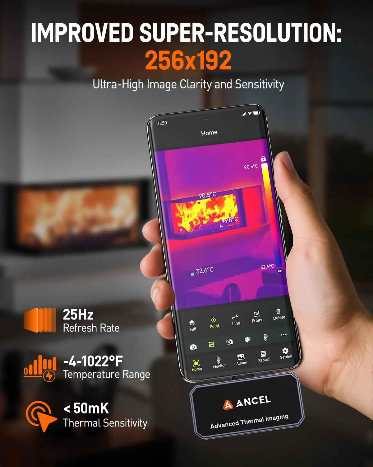 ANCEL IR101 Thermal Camera, 256x192 IR Resolution Thermal Imaging Camera for Android (USB-C), 25Hz Real-Time Diagnostic Infrared Camera, 0.24W Thermal Imager for Home/PCB Inspection/Automotive Repair