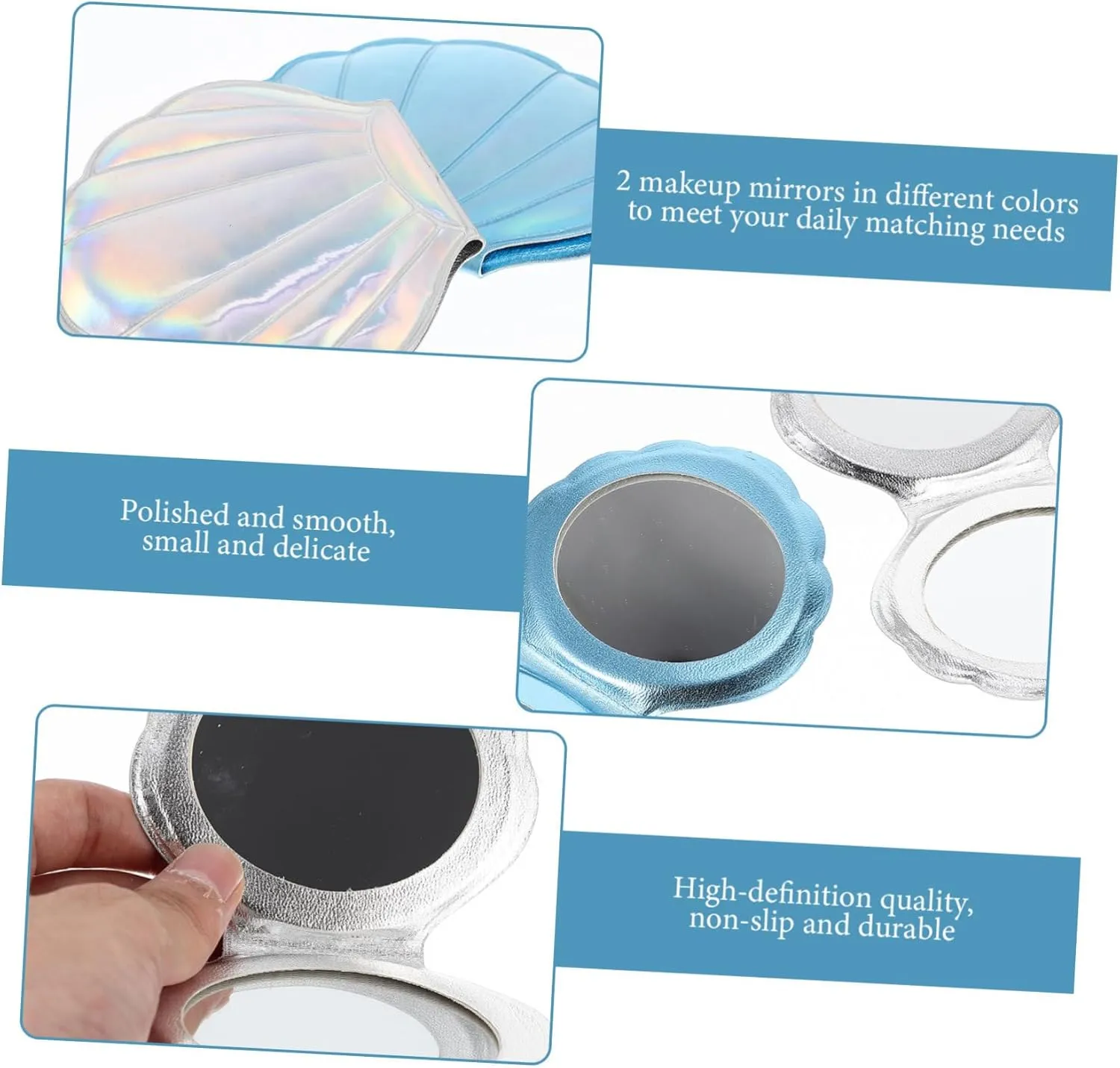Angoily 3sets Hand Makeup Mirror True Mirror Compact Small Portable for Girls Women 2pcs*3