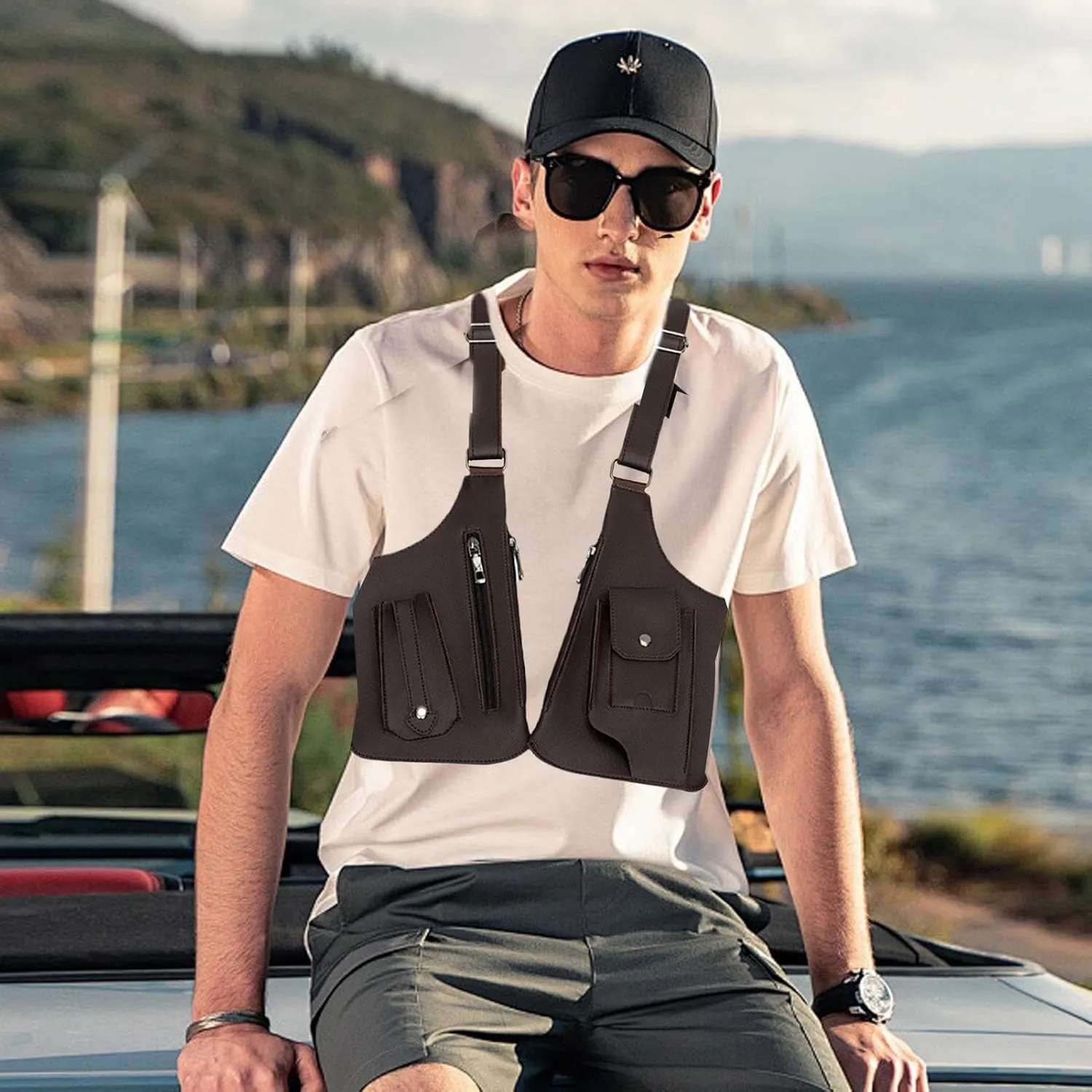 Anti-Theft Multi-Pocket Double-shoulder tact-ical Bag for Men', Shoulder Holster Wallet Pocket Anti-Theft Multipurpose