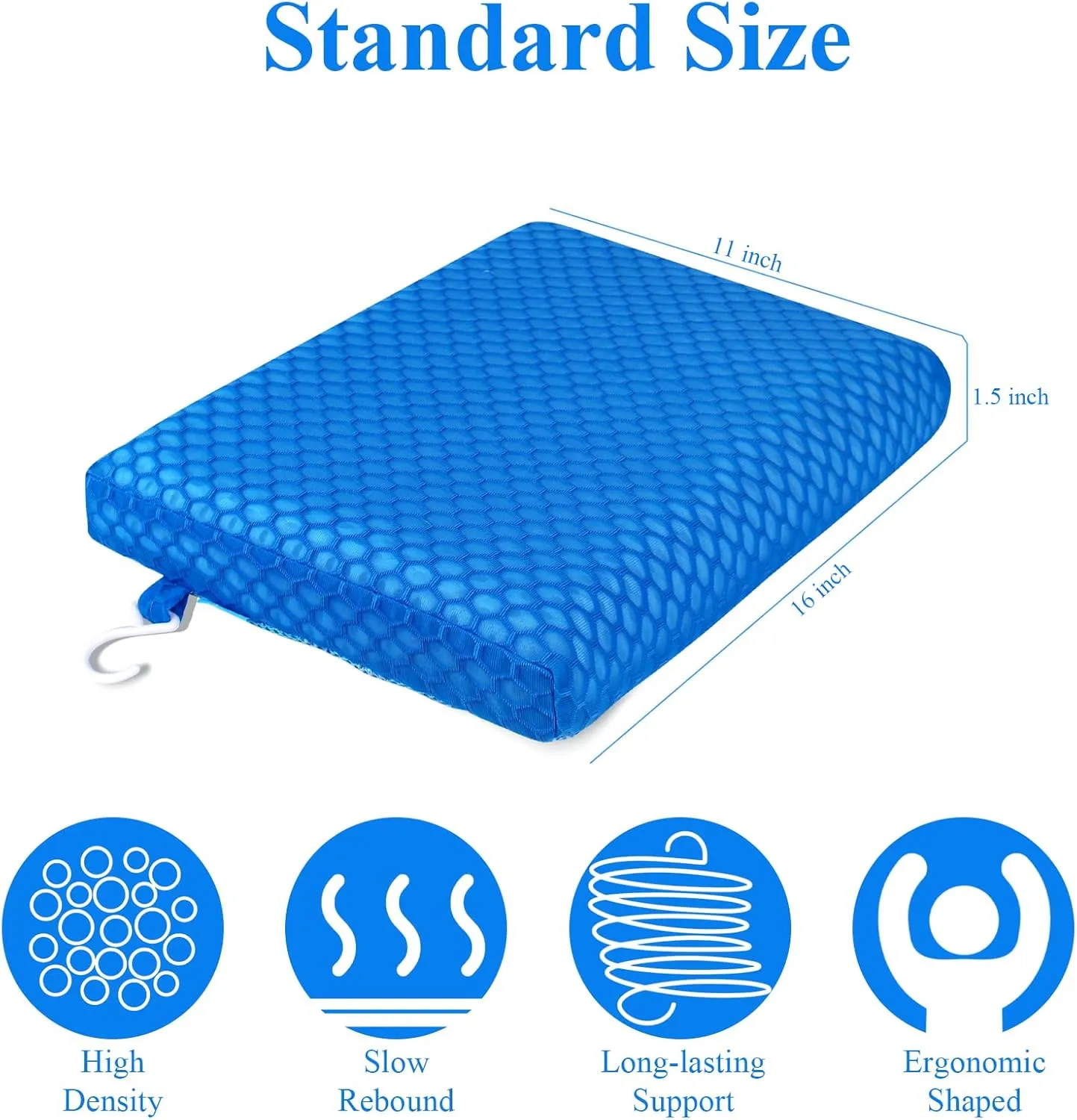 Anycosy Shower Seat Cushion,Bathtub Cushion for Transfer Benches,Slip-Resistant 3D Foam Mesh Bathtub Seat Cushion Mat with Hook,Quick Drying Bathtub Chair Pad for Elderly (Blue, Medium)
