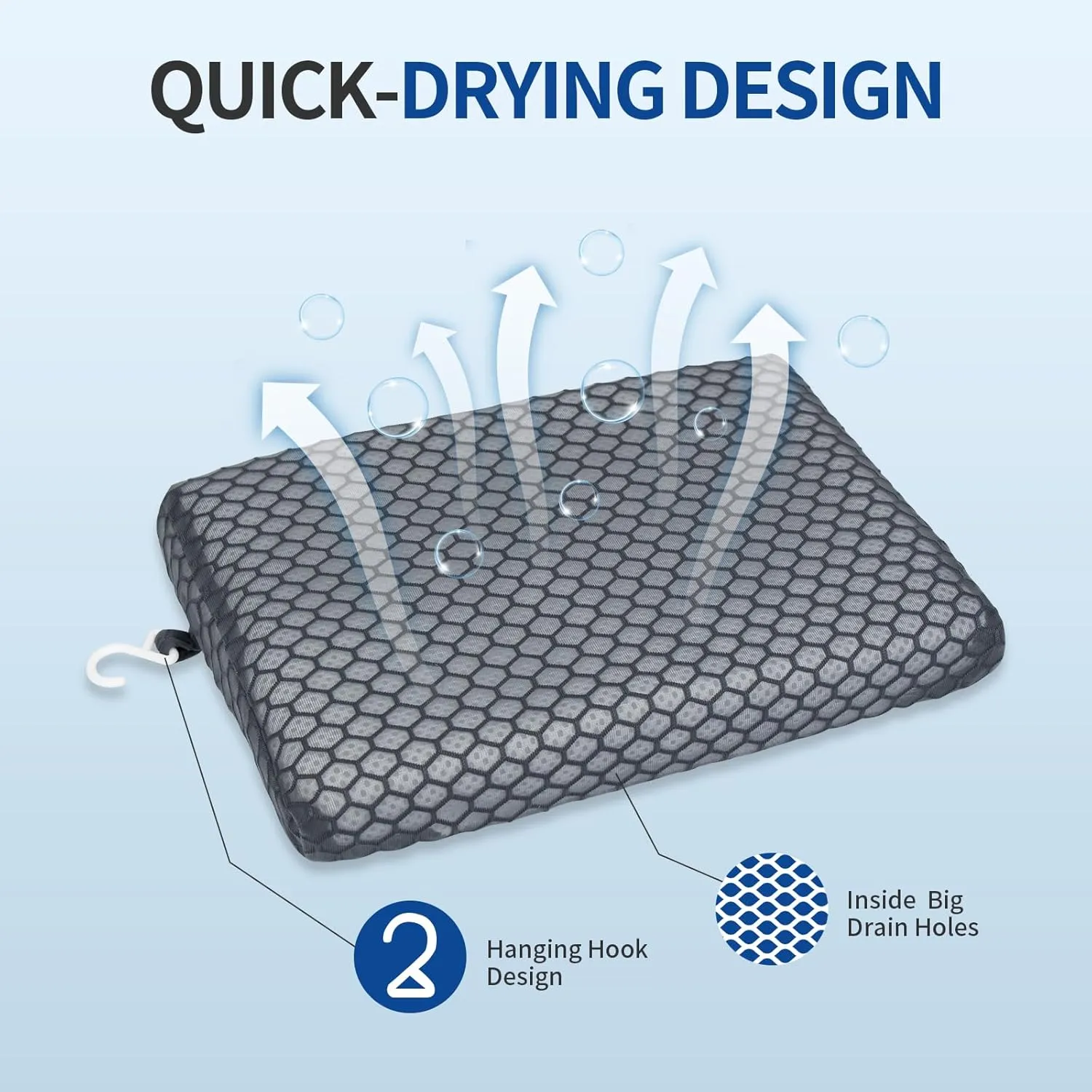 Anycosy Shower Seat Cushion,Bathtub Cushion for Transfer Benches,Slip-Resistant 3D Foam Mesh Bathtub Seat Cushion Mat with Hook,Quick Drying Bathtub Chair Pad for Elderly (Gray, Medium)