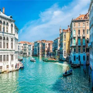 AOFOTO 10x10ft Beautiful Venice Photography Background Italy Water City Streetscape Backdrop Canal Gondolas Sailing European Trip Lovers Adult Portrait Photoshoot Studio Props Video Drape Vinyl
