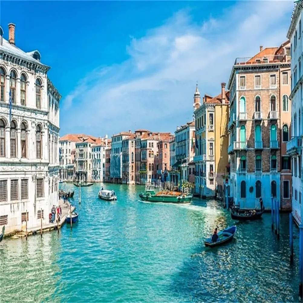 AOFOTO 10x10ft Beautiful Venice Photography Background Italy Water City Streetscape Backdrop Canal Gondolas Sailing European Trip Lovers Adult Portrait Photoshoot Studio Props Video Drape Vinyl