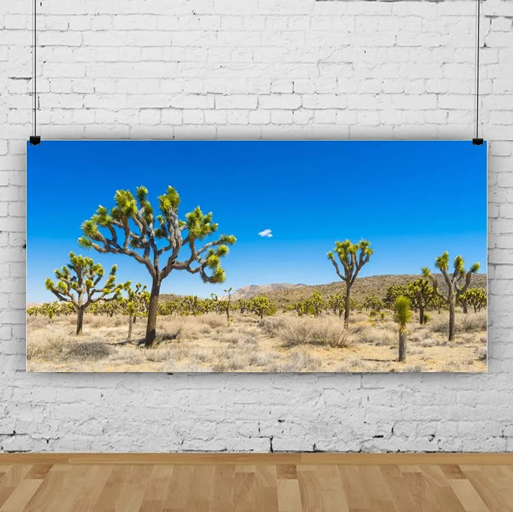 AOFOTO 15x8ft Western Plateau Blue Sky Desert with Saguaro Cactus Photo Background Desert Sand Dunes Wild Bush Weeds Nature Scenery Landscape Wall Art Print Decor Banner Backdrop for Photography
