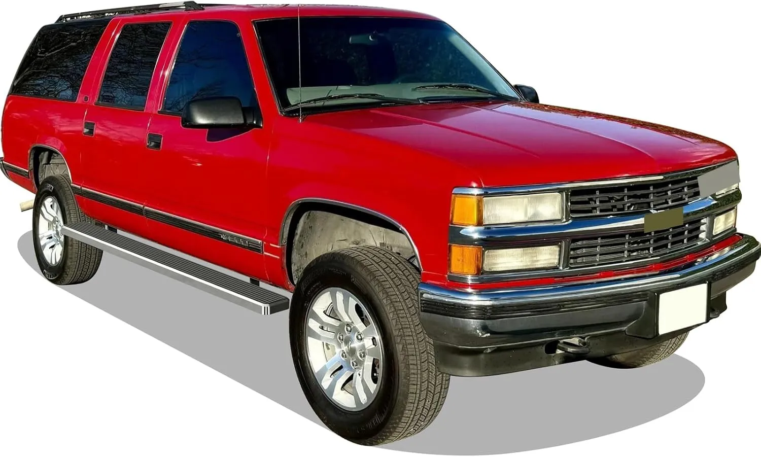 APS 304 Stainless Steel Polished 6in Silver Running Boards Compatible with Chevy Suburban 1992-1999 (Exclude 0.75 Ton 4WD) (Side Steps Side Bars)