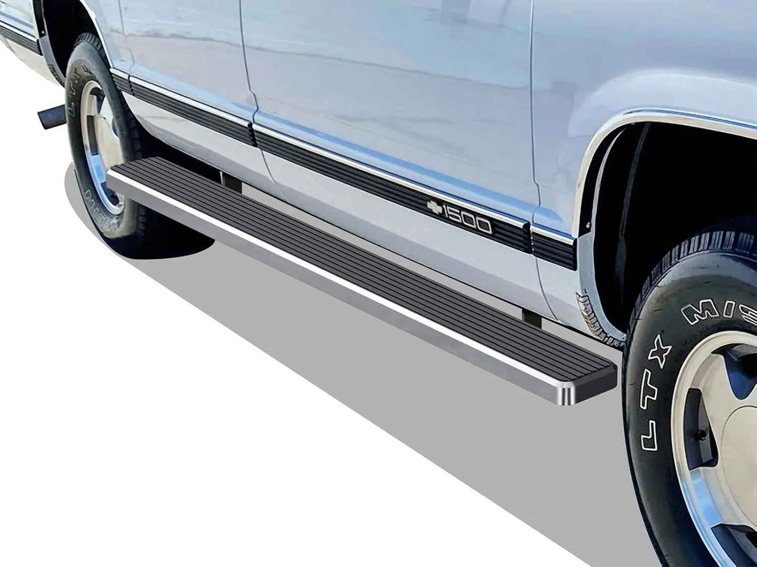 APS 304 Stainless Steel Polished 6in Silver Running Boards Compatible with Chevy Suburban 1992-1999 (Exclude 0.75 Ton 4WD) (Side Steps Side Bars)