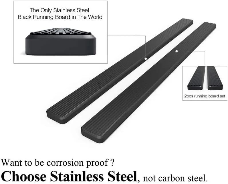 APS 5in Stainless Steel Black Running Boards Compatible with Chevy Suburban 2500 2000-2014 4Dr& GMC Yukon XL 2500 2000-2014 4Dr (0.75 Ton Exclude 01-10 Z71 Model) (Nerf Bars Side Steps)
